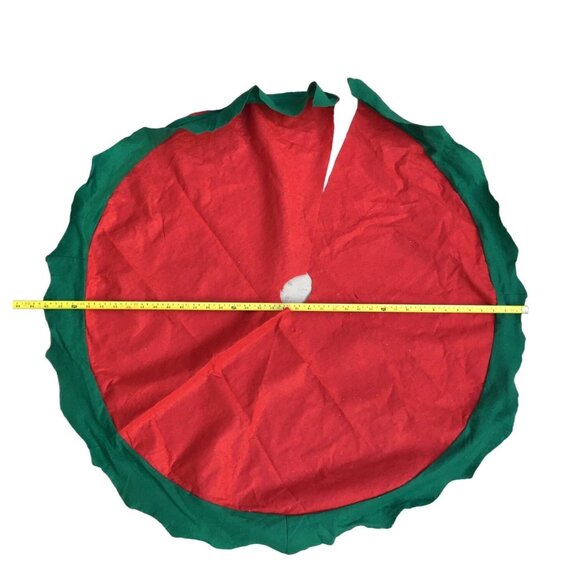 ROUND RED/GREEN CHRISTMAS TREE SKIRT DECORATION - Picture 3 of 4